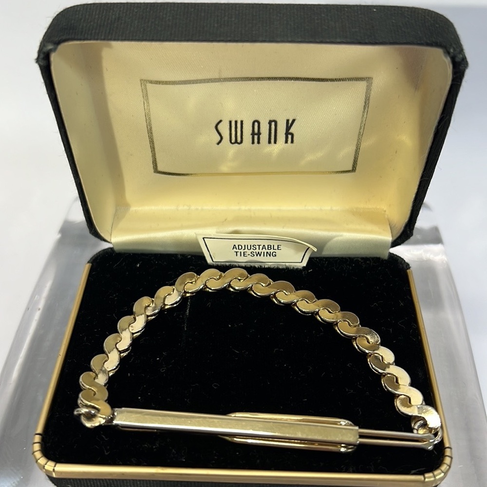 SWANK Vintage Gold Tone adjustable Tie Swing case included